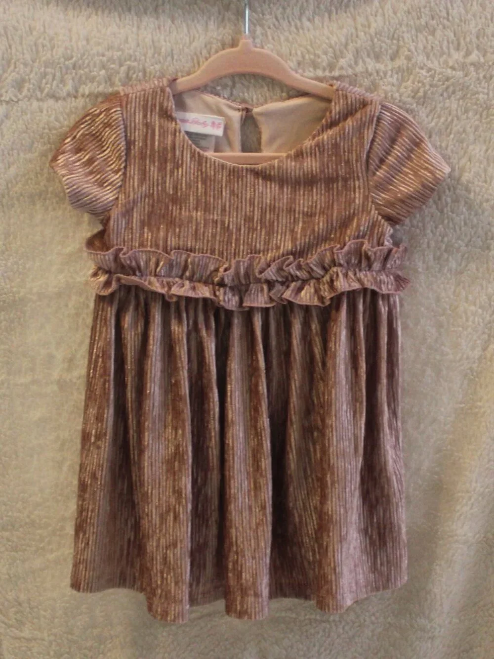 Bonnie Baby Girl Short Sleeve Crinkle Velvet Dress